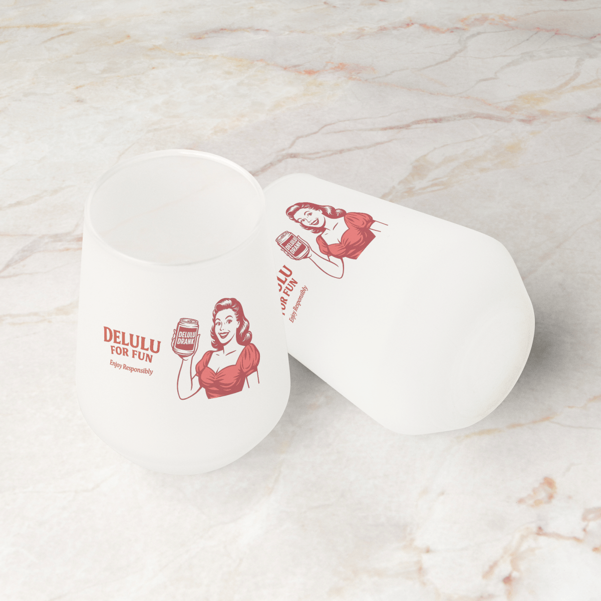 DeLulu For Fun - Frosted Wine Tumbler 13oz - NuKrypton Glassware