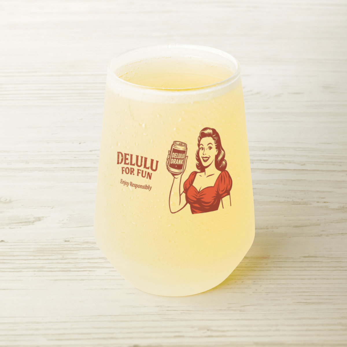DeLulu For Fun - Frosted Wine Tumbler 13oz - NuKrypton Glassware