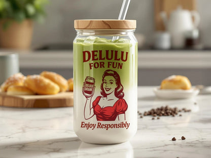 DeLulu For Fun - Glass Tumbler (16oz) - NuKrypton Tumblers 61928049621427026151