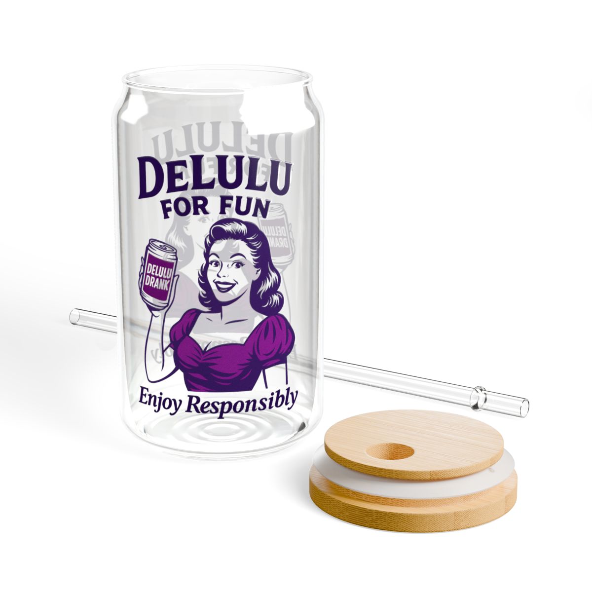 DeLulu For Fun - Glass Tumbler (16oz)