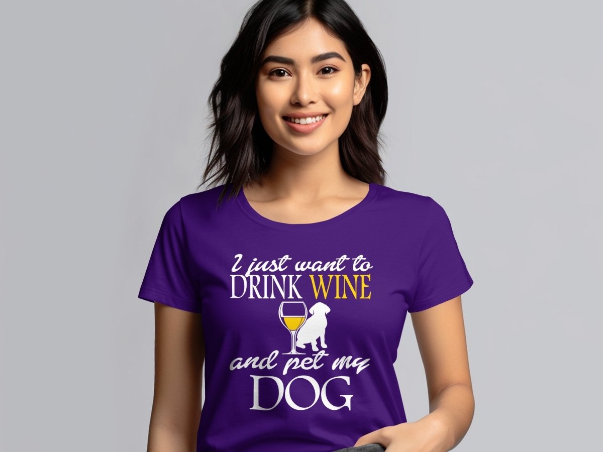 Drink White Wine & Pet My Dog - Women's T-Shirt - NuKrypton T-Shirts