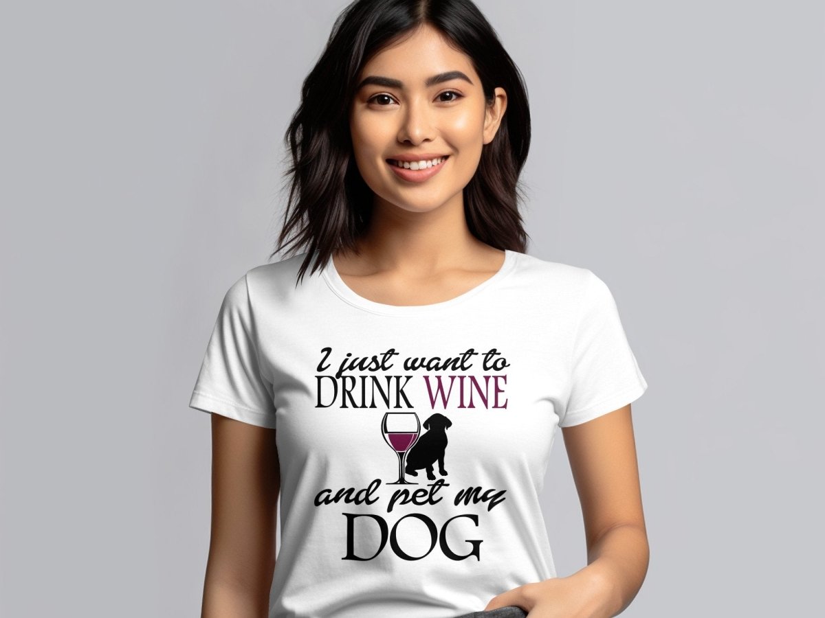 Drink Wine & Pet My Dog - Women's T-Shirt - NuKrypton T-Shirts