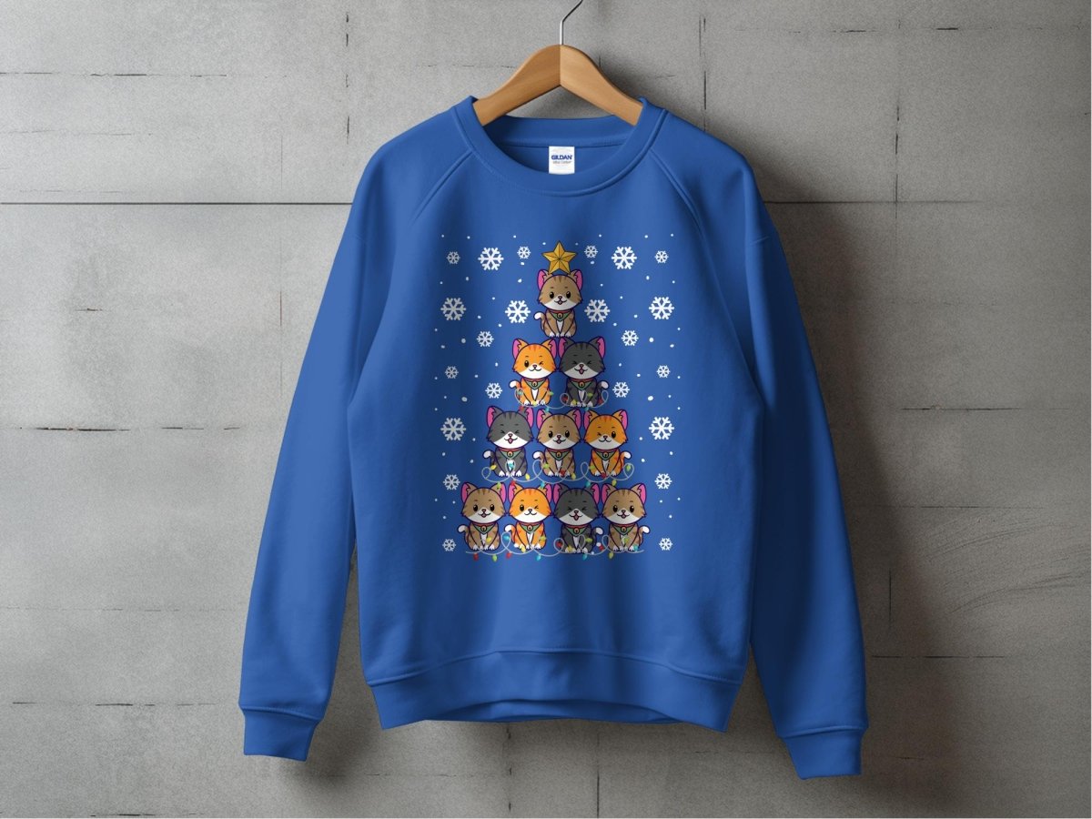 Feline Festivus Tree Holiday Sweatshirt - NuKrypton Sweatshirt MD - 71970292