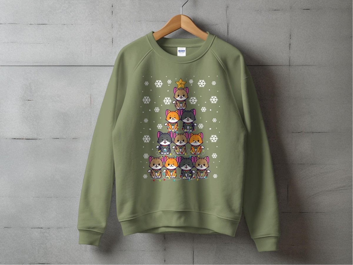 Feline Festivus Tree Holiday Sweatshirt - NuKrypton Sweatshirt MD - 71970274