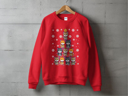 Feline Festivus Tree Holiday Sweatshirt - NuKrypton Sweatshirt MD - 71970286