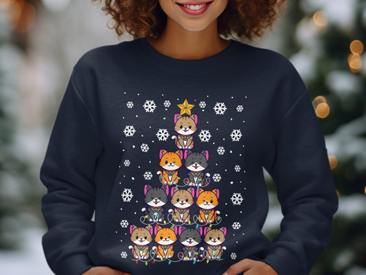 Feline Festivus Tree Holiday Sweatshirt - NuKrypton Sweatshirt MD - 71970280