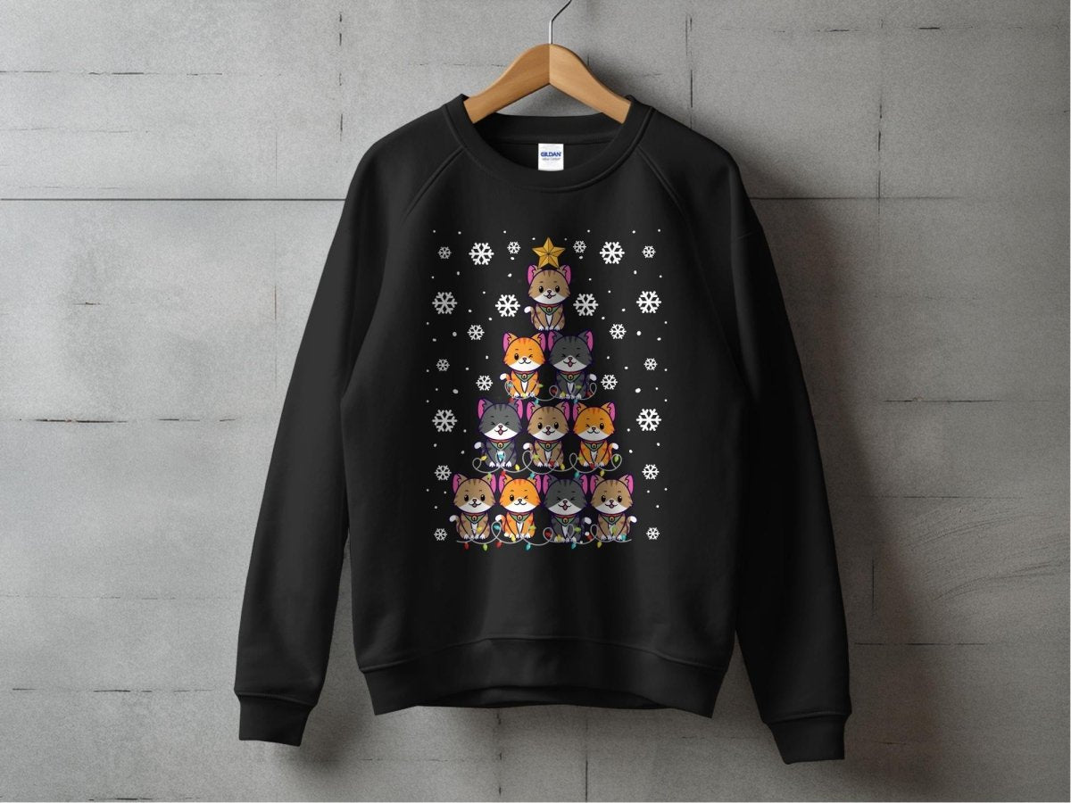 Feline Festivus Tree Holiday Sweatshirt - NuKrypton Sweatshirt MD - 71970304