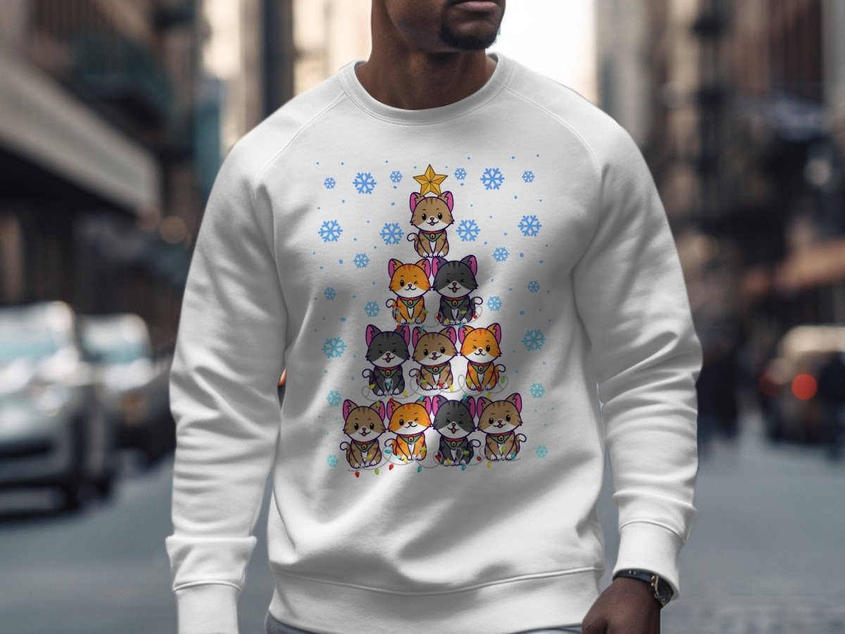 Feline Festivus Tree Holiday Sweatshirt - NuKrypton Sweatshirt MD - 71970262