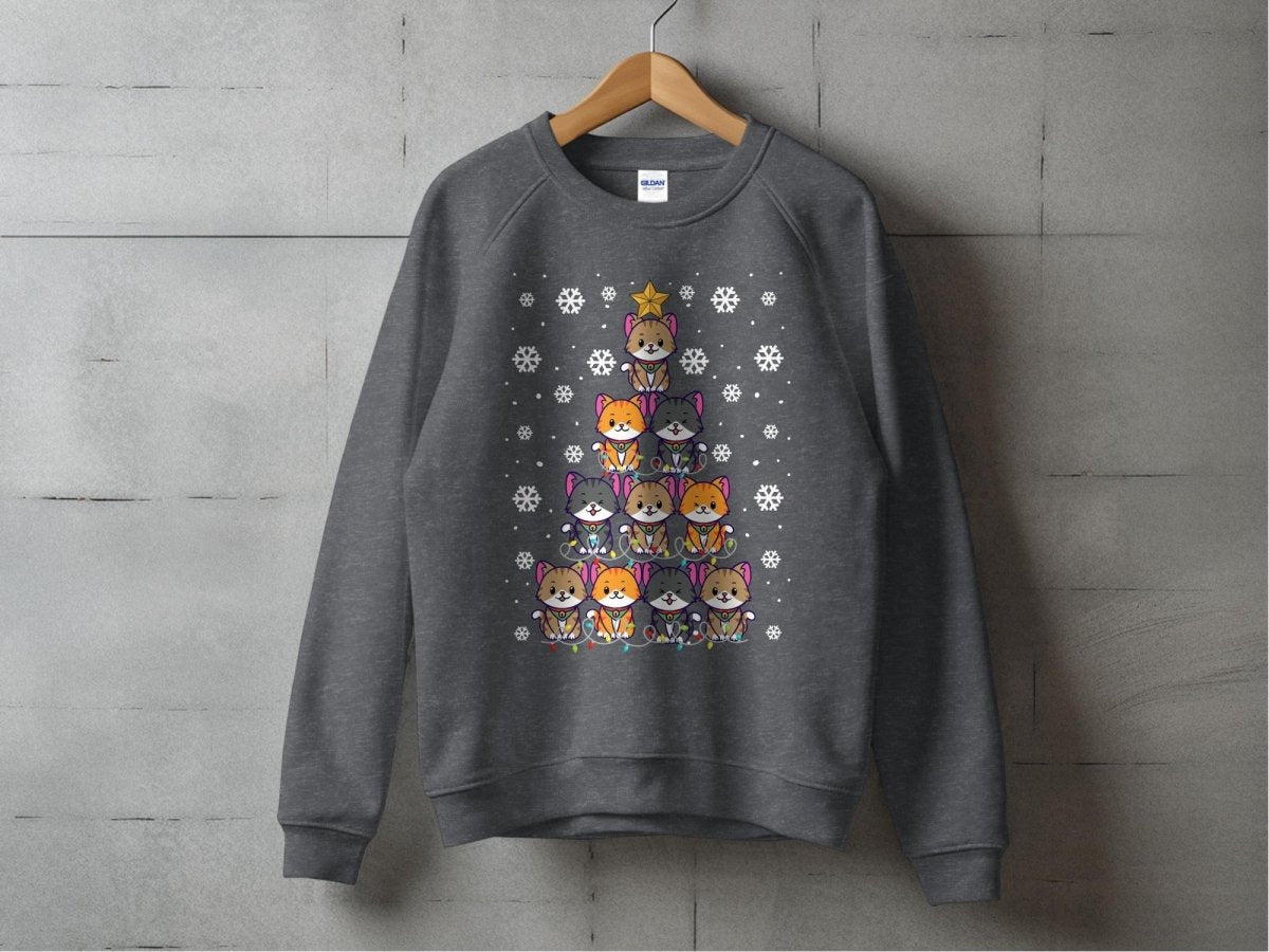 Feline Festivus Tree Holiday Sweatshirt - NuKrypton Sweatshirt MD - 71970268