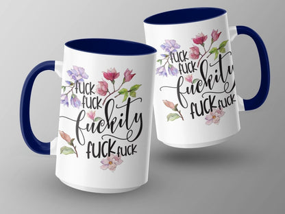 Floral F - words Frenzy - Not Your Grandma's Mugs - NuKrypton Coffee Mugs MD - 71360863