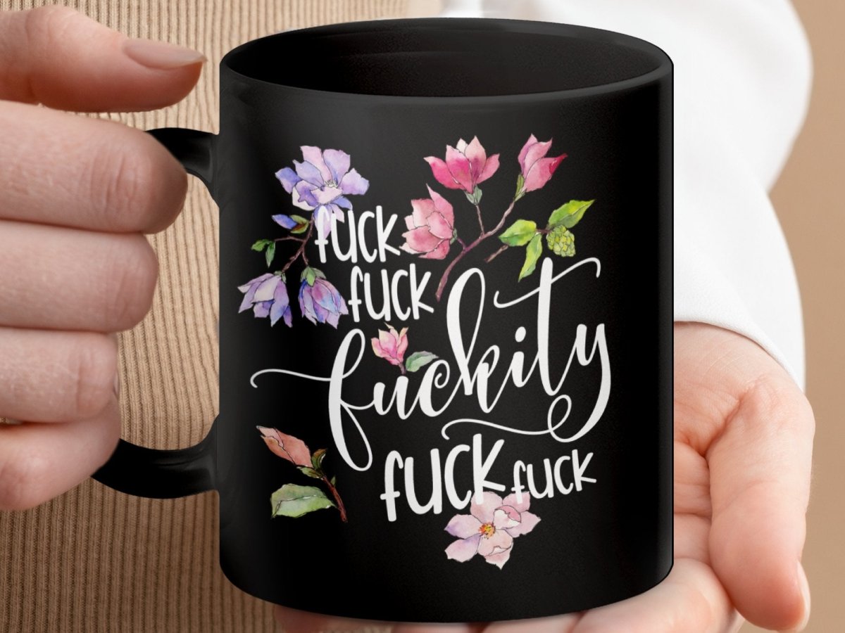 Floral F - words Frenzy - Not Your Grandma's Mugs - NuKrypton Coffee Mugs MD - 71360859