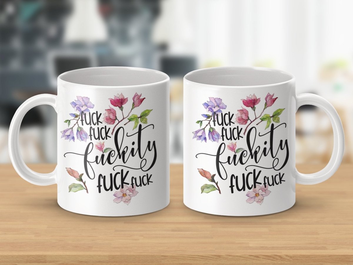 Floral F - words Frenzy - Not Your Grandma's Mugs - NuKrypton Coffee Mugs MD - 71360854