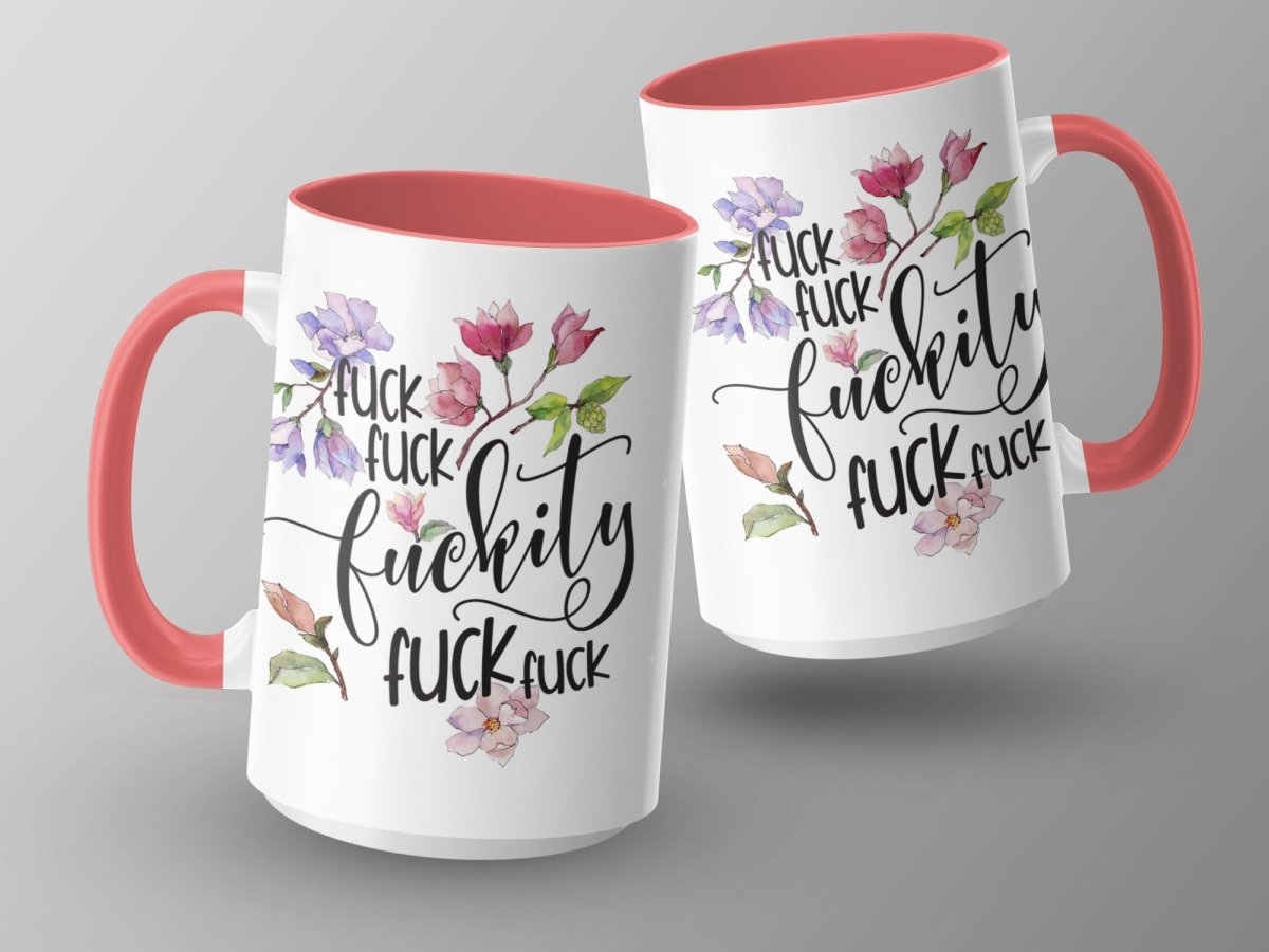 Floral F - words Frenzy - Not Your Grandma's Mugs - NuKrypton Coffee Mugs MD - 71360861