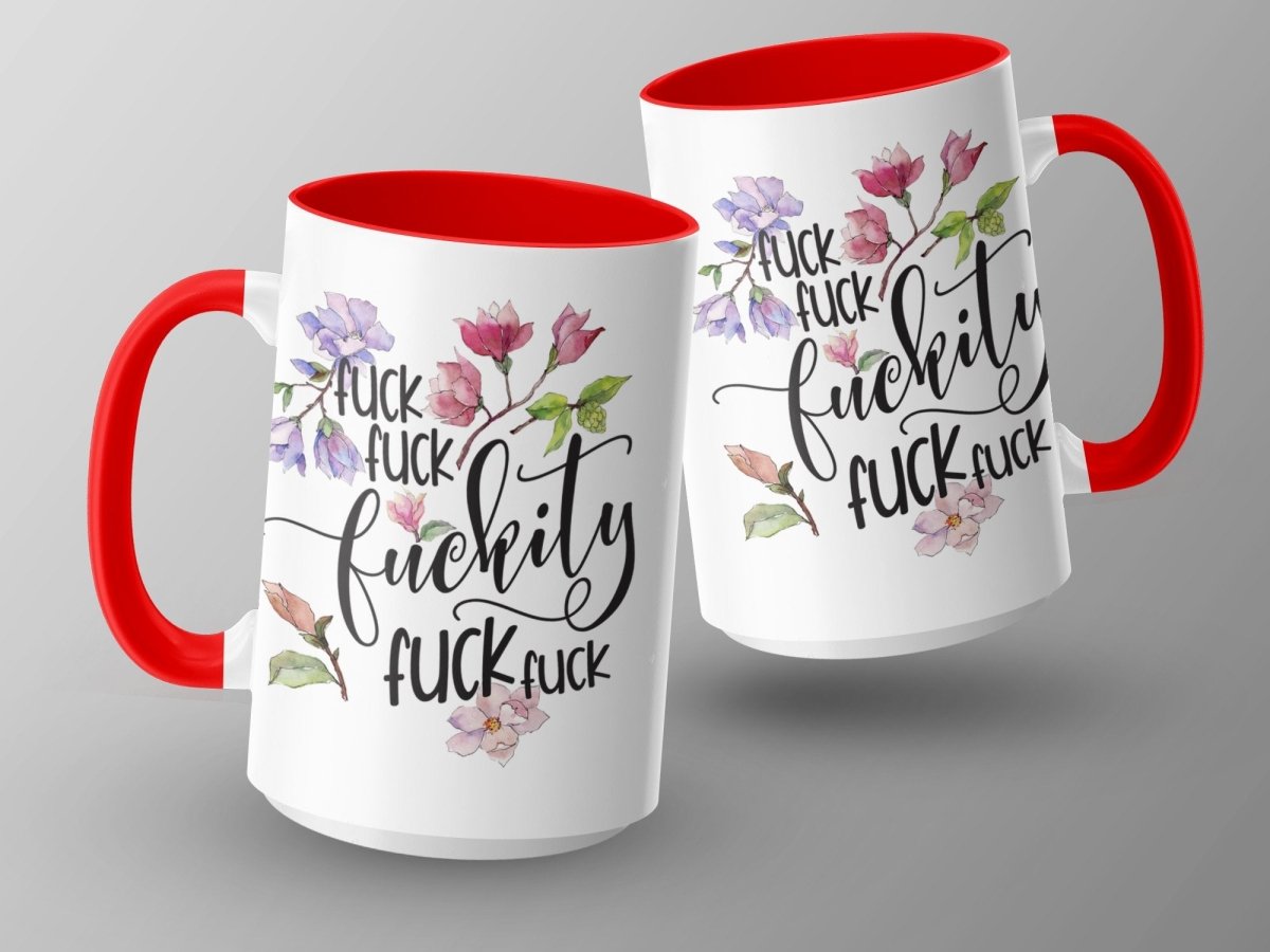 Floral F - words Frenzy - Not Your Grandma's Mugs - NuKrypton Coffee Mugs MD - 71360862