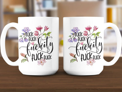 Floral F - words Frenzy - Not Your Grandma's Mugs - NuKrypton Coffee Mugs MD - 71360860