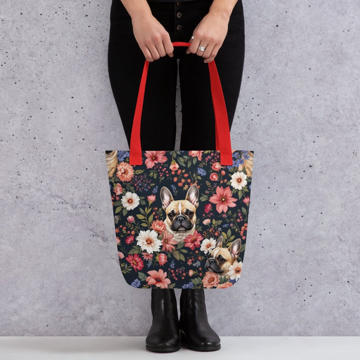 Floral Frenchie Parade Tote Bags - NuKrypton Tote Bags MD - 73054405