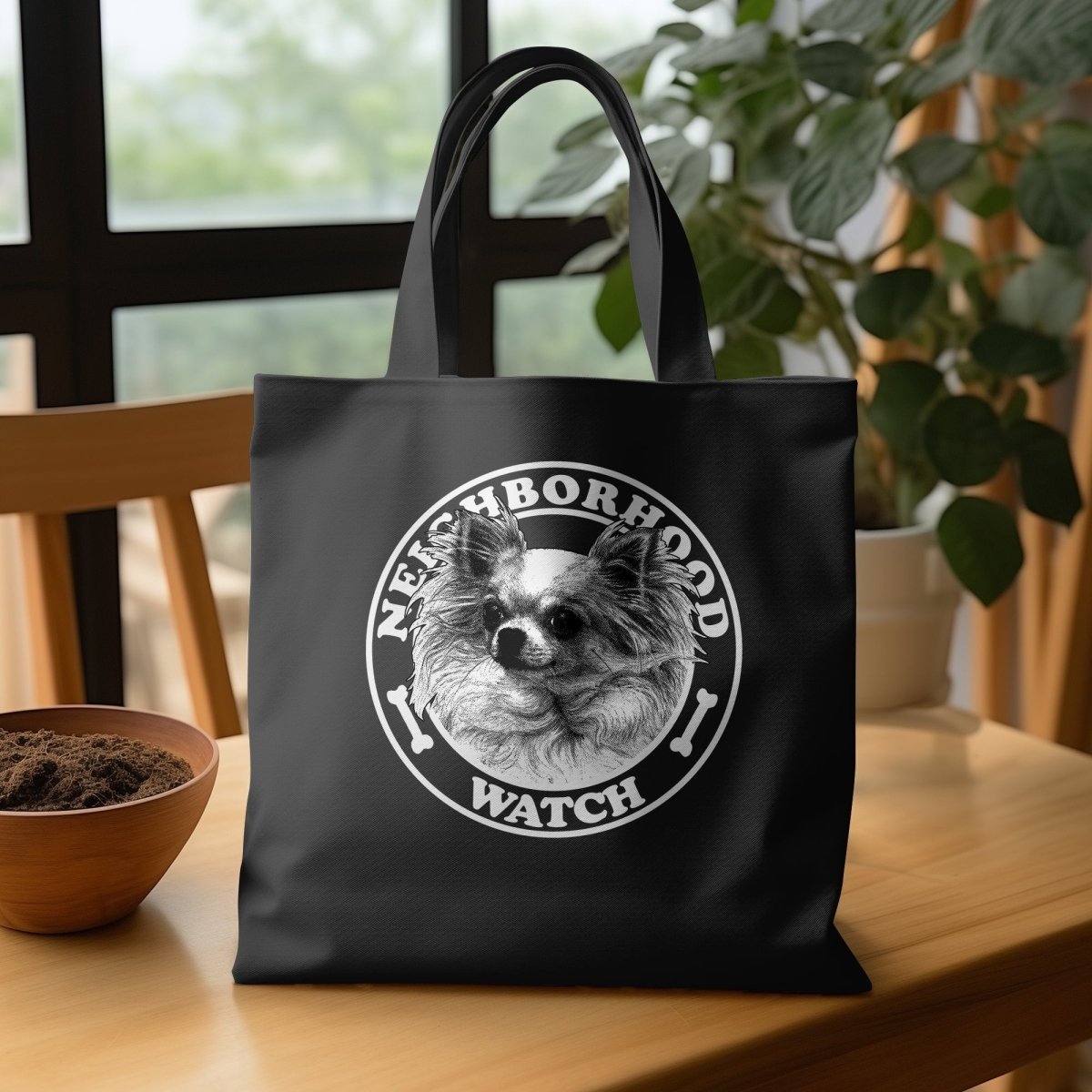 Fluffy Guardian Chihuahua - Neighborhood Watch Tote Bags - NuKrypton Tote Bags MD - 73054367