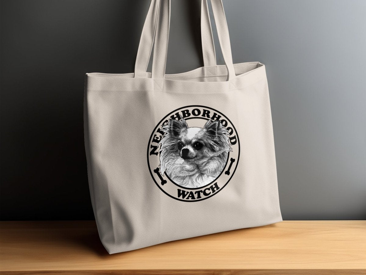 Fluffy Guardian Chihuahua - Neighborhood Watch Tote Bags - NuKrypton Tote Bags MD - 73054366