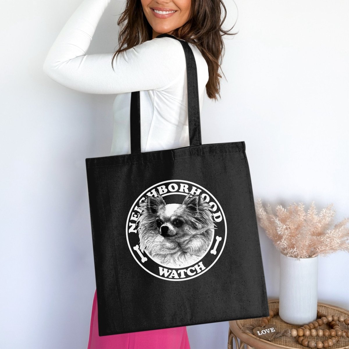 Fluffy Guardian Chihuahua - Neighborhood Watch Tote Bags - NuKrypton Tote Bags 165467