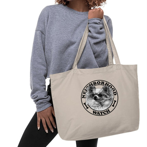Fluffy Guardian Chihuahua - Neighborhood Watch Tote Bags