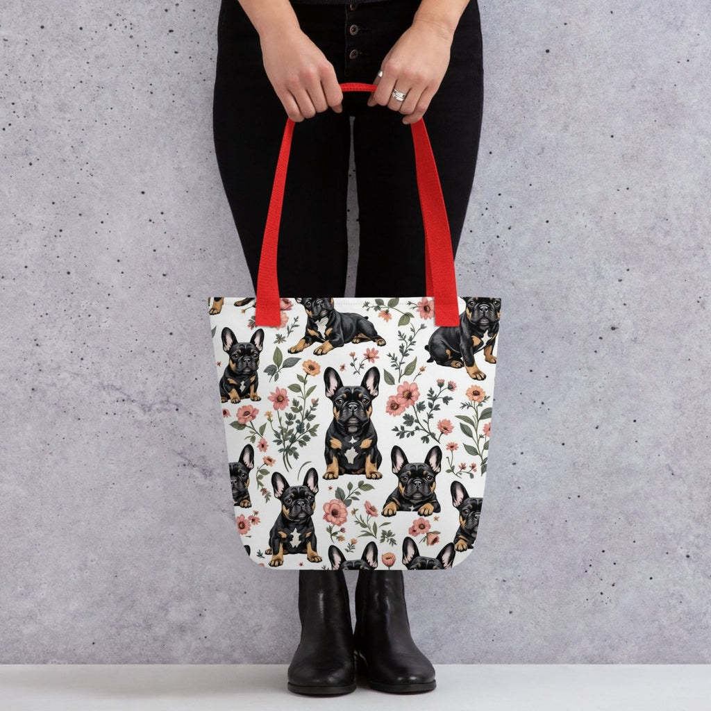 Frenchie Frenzy Flower Power Tote Bags - NuKrypton Tote Bags MD - 73054405