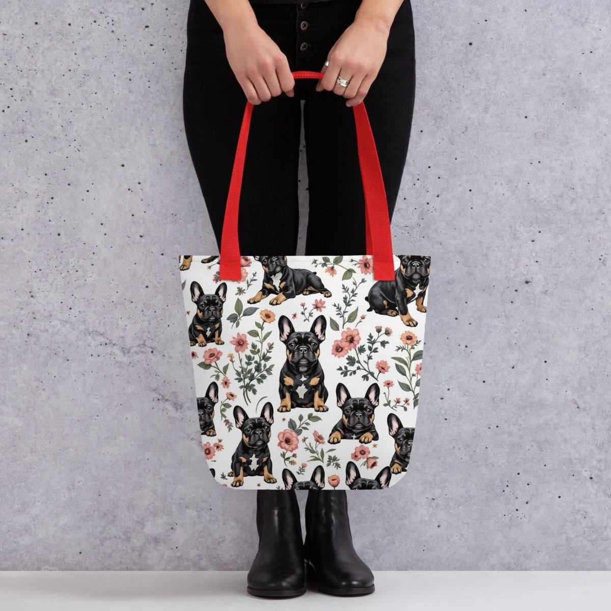 Frenchie Frenzy Flower Power Tote Bags - NuKrypton Tote Bags MD - 73054405