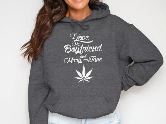 I Love My Boyfriend & Mary Jane - Stoner Hoodies - NuKrypton Hoodies MD - 73881723