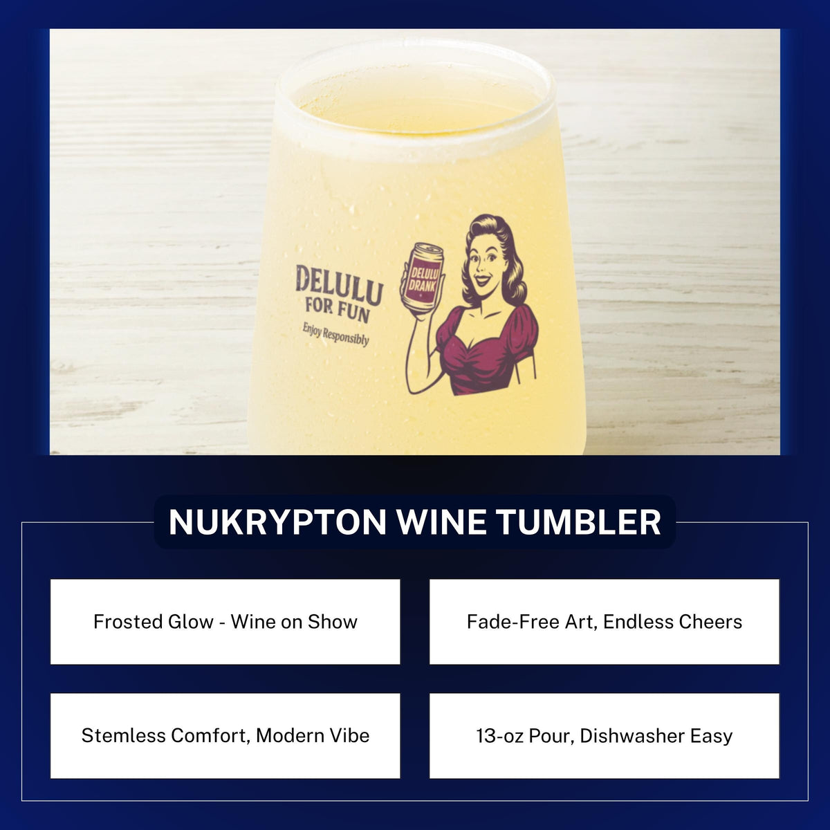 DeLulu For Fun - Frosted Wine Tumbler 13oz