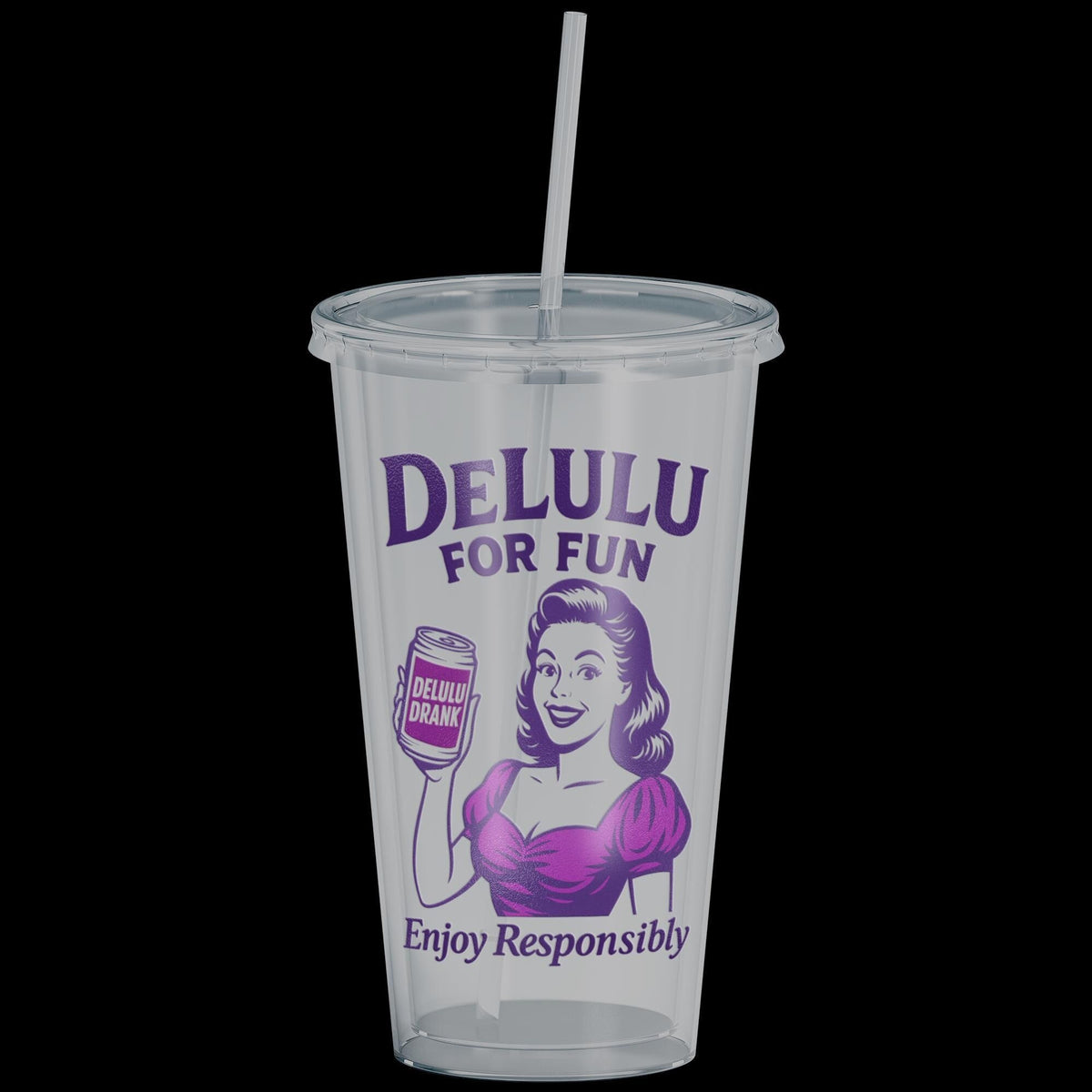 DeLulu For Fun - Acrylic Tumbler with Straw (16oz)