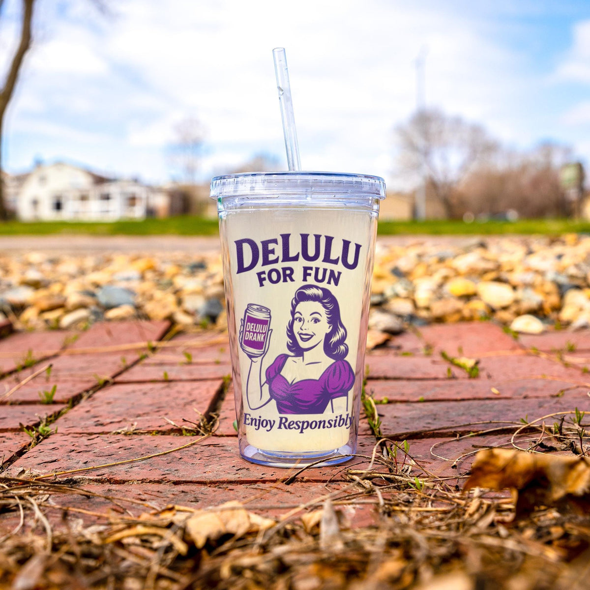 DeLulu For Fun - Acrylic Tumbler with Straw (16oz)