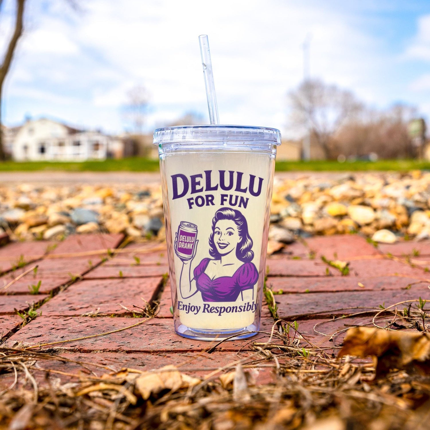 DeLulu For Fun - Acrylic Tumbler with Straw (16oz)