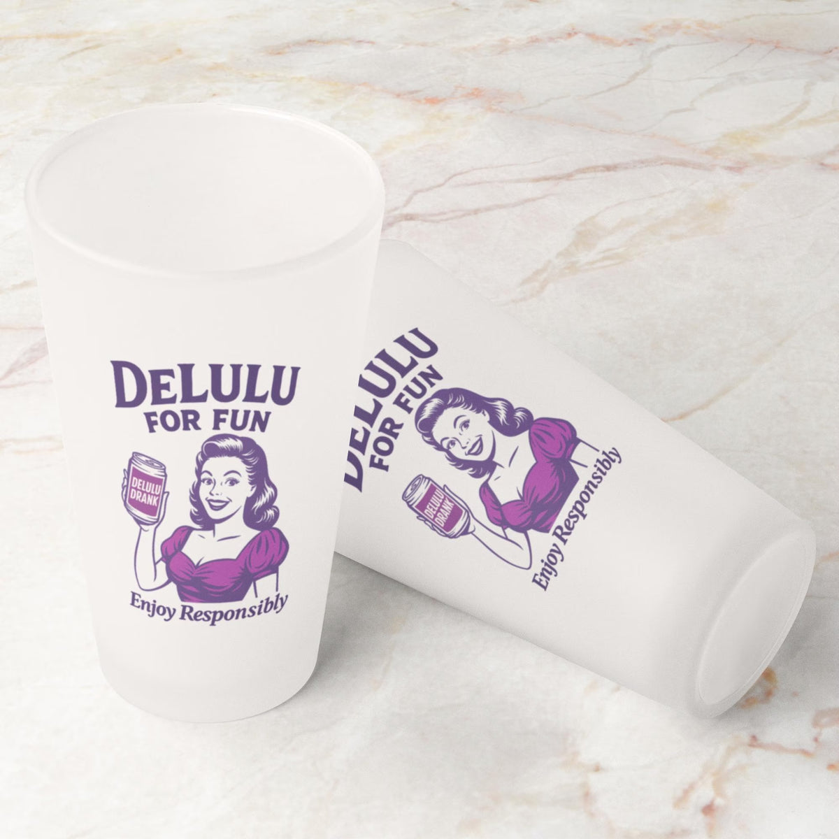 DeLulu For Fun - Frosted Pint Glass 16oz