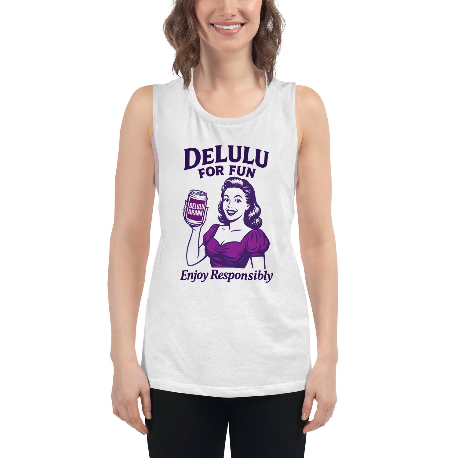 DeLulu For Fun - White Muscle Shirts