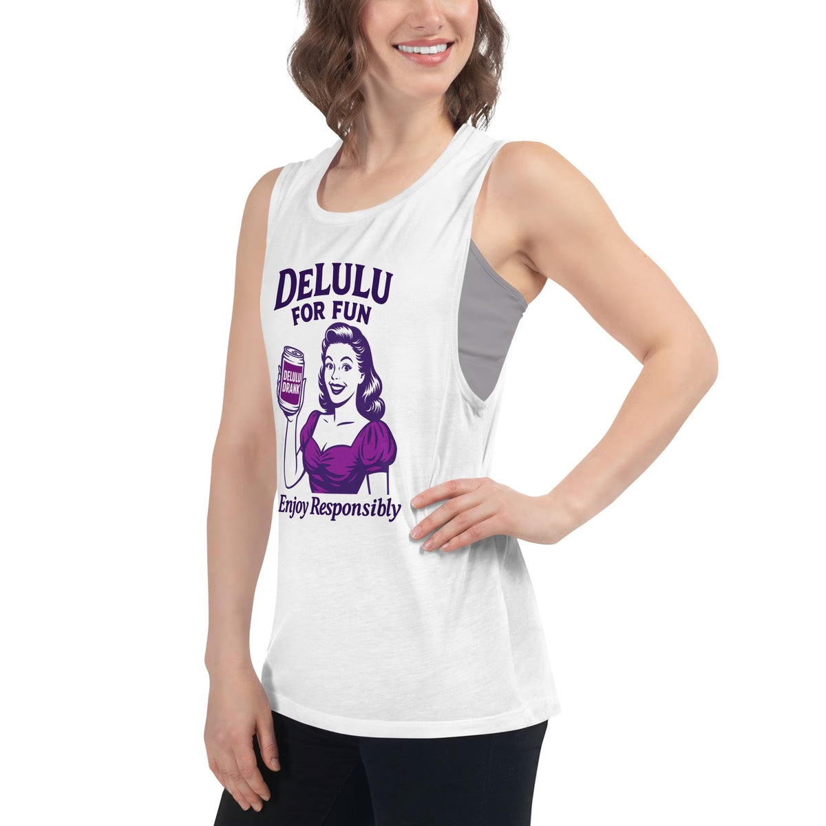DeLulu For Fun - White Muscle Shirts