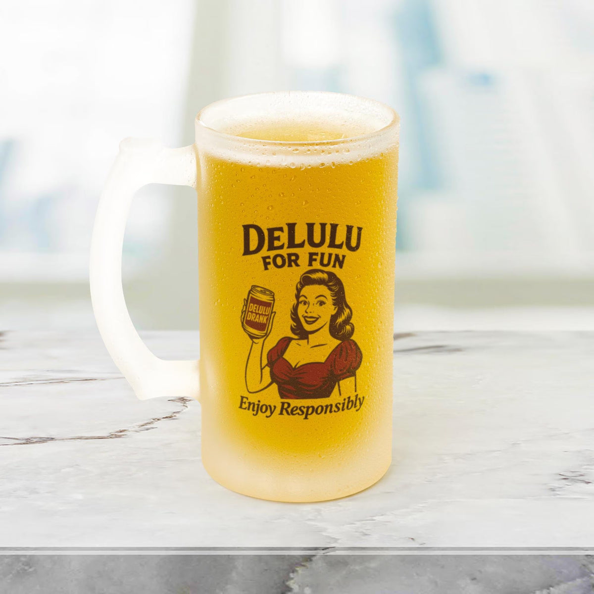 DeLulu For Fun - Frosted Beer Stein 16oz