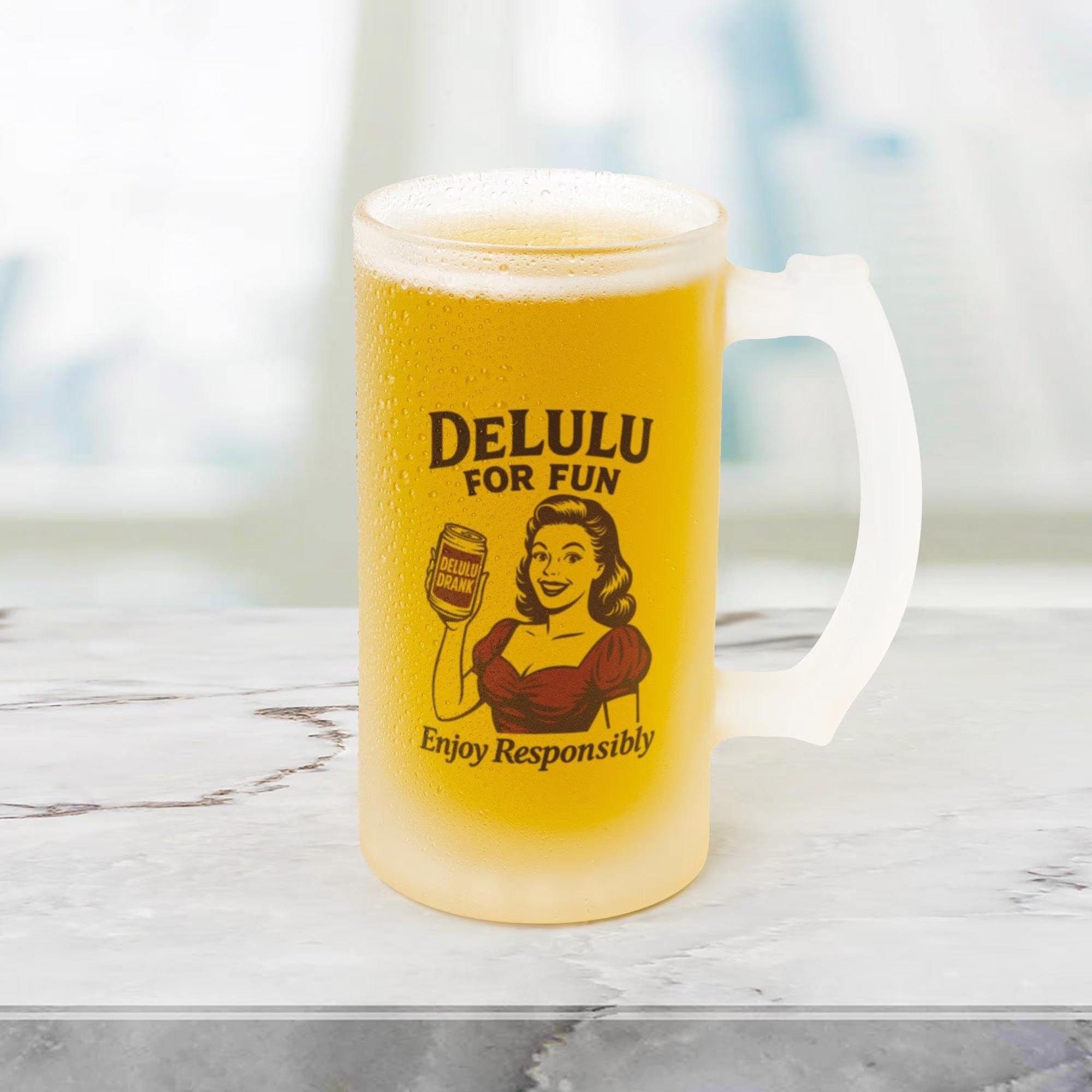 DeLulu For Fun - Frosted Beer Stein 16oz