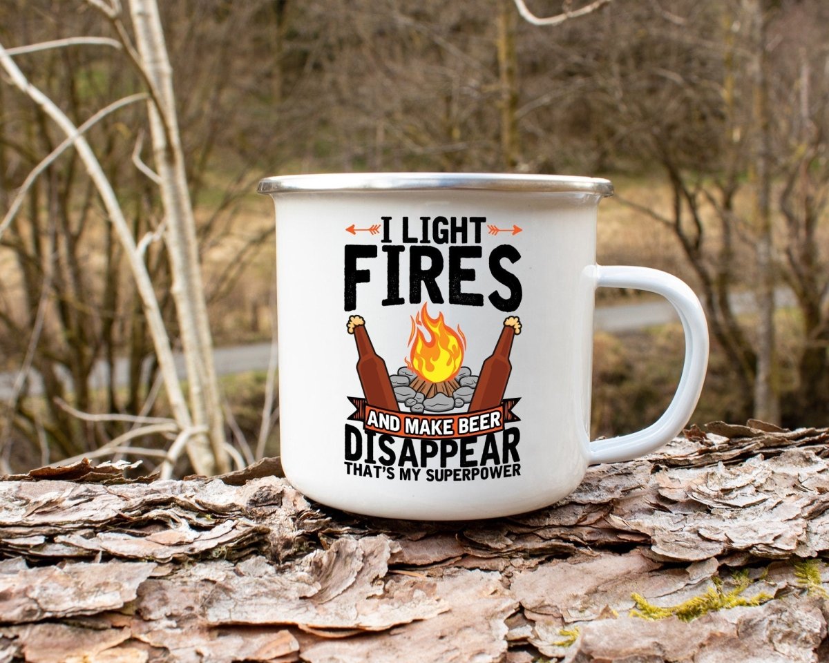 Light Fires & Make Beer Disappear - Campfire Coffee Mug 12oz - NuKrypton Coffee Mugs