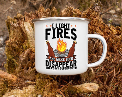 Light Fires & Make Beer Disappear - Campfire Coffee Mug 12oz - NuKrypton Coffee Mugs