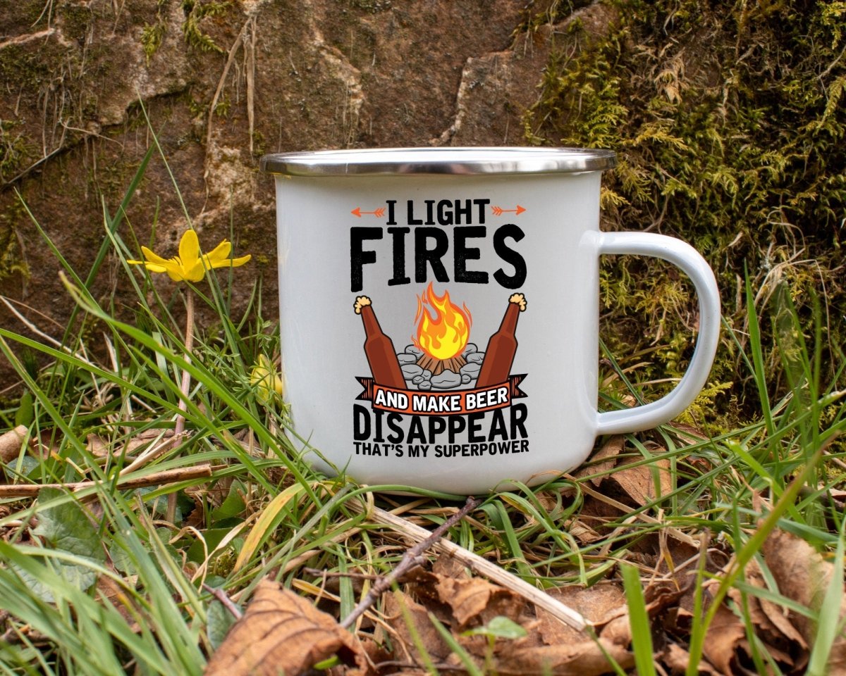 Light Fires & Make Beer Disappear - Campfire Coffee Mug 12oz - NuKrypton Coffee Mugs