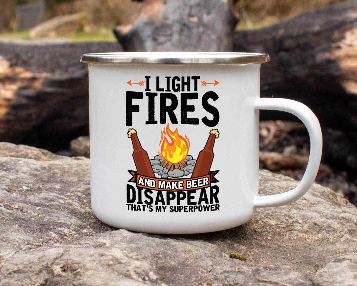 Light Fires & Make Beer Disappear - Campfire Coffee Mug 12oz - NuKrypton Coffee Mugs