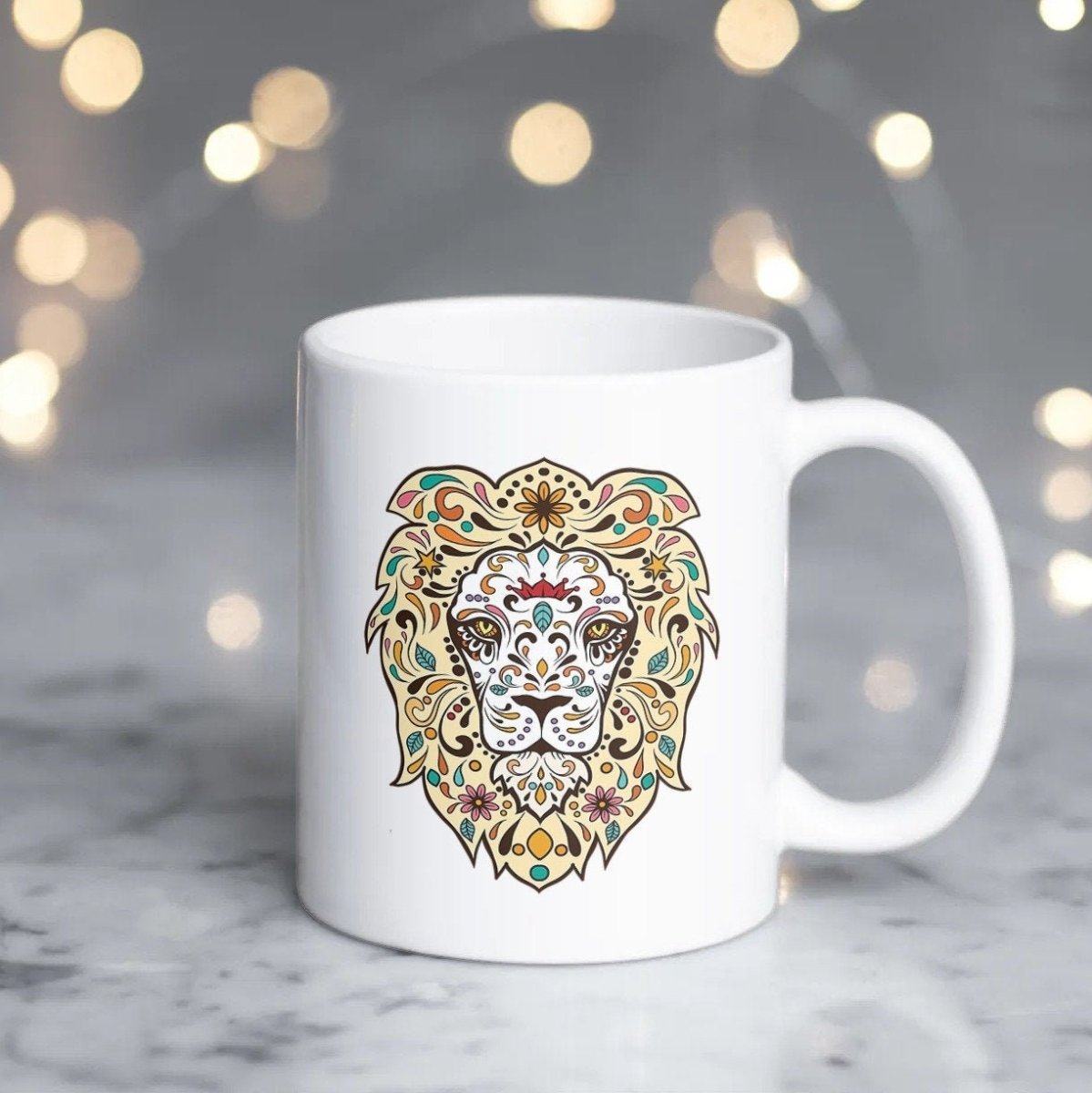 Lion's Head Sugar Skull Mug - NuKrypton Coffee Mugs