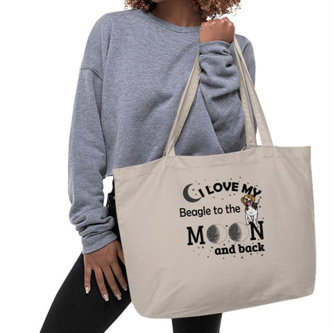 Love My Beagle to the Moon and Back Fun Tote Bags
