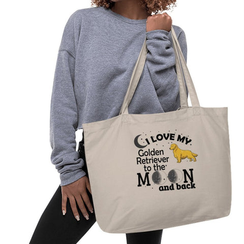 Love My Golden Retriever to the Moon Tote Bags