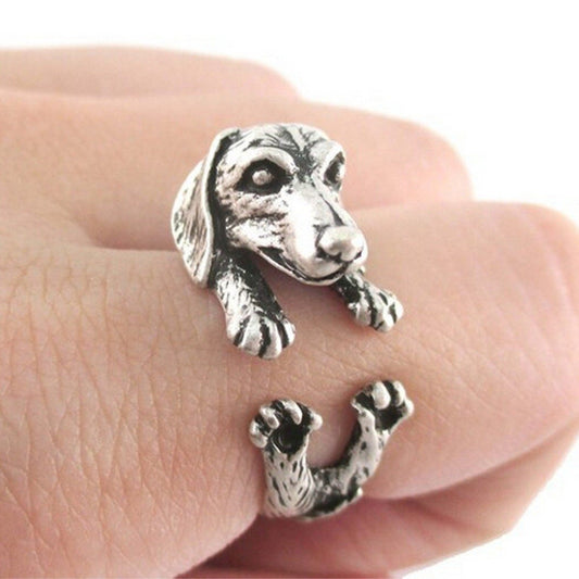 Metallic Dachshund Rings - Adjustable Wrap Ring - NuKrypton Rings