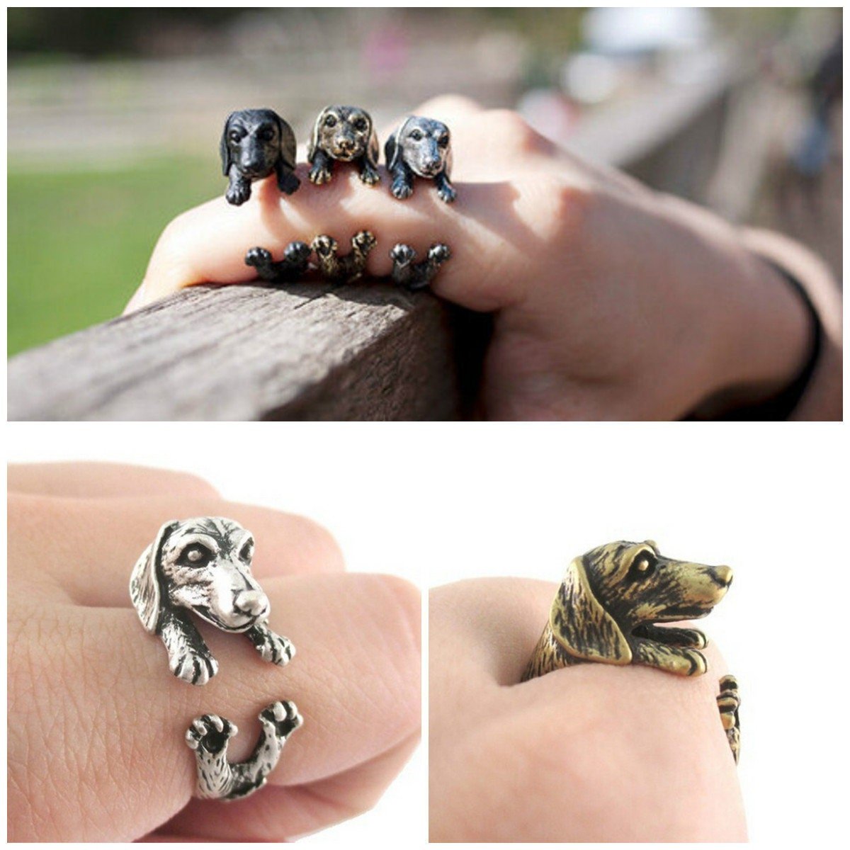 Metallic Dachshund Rings - Adjustable Wrap Ring - NuKrypton Rings