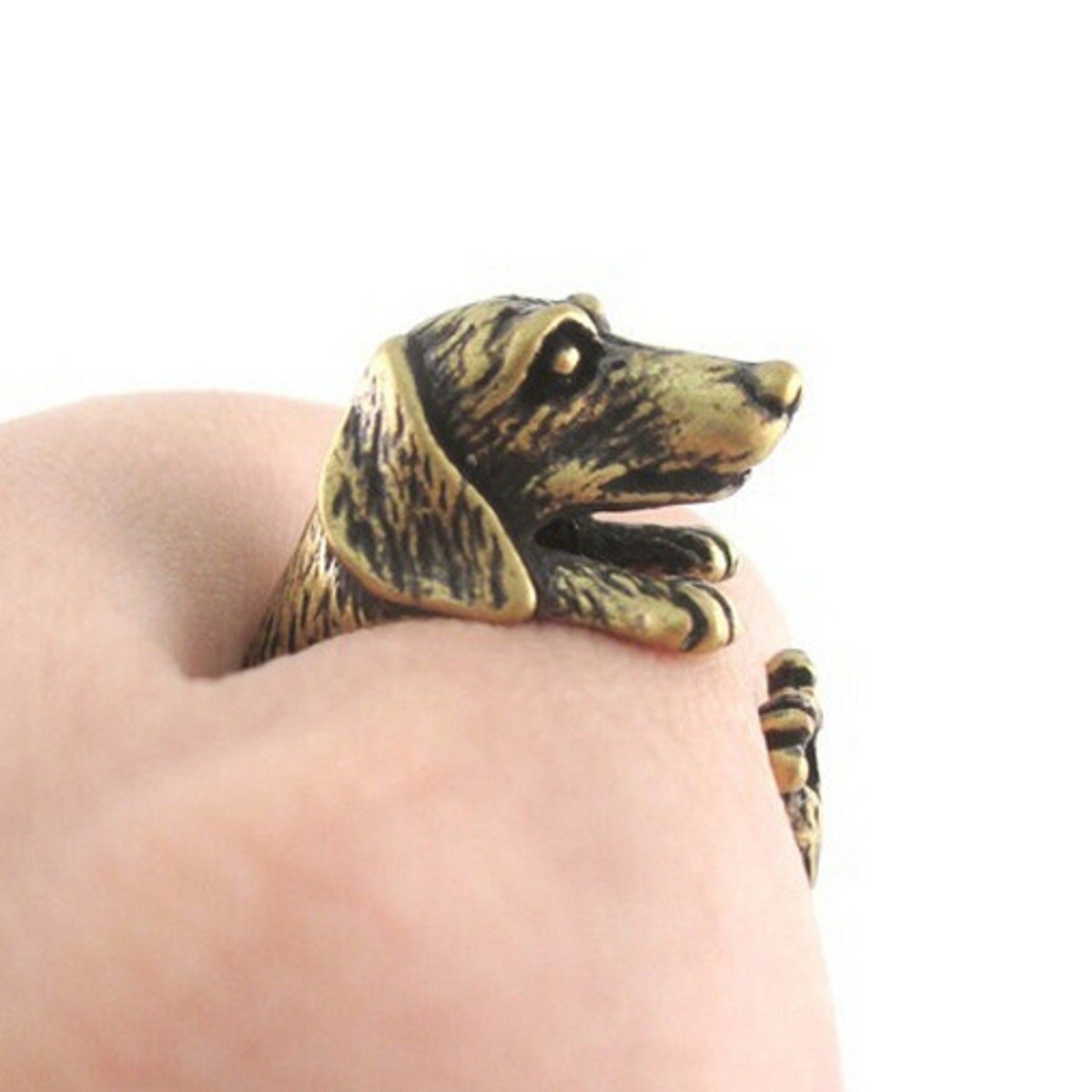 Metallic Dachshund Rings - Adjustable Wrap Ring - NuKrypton Rings