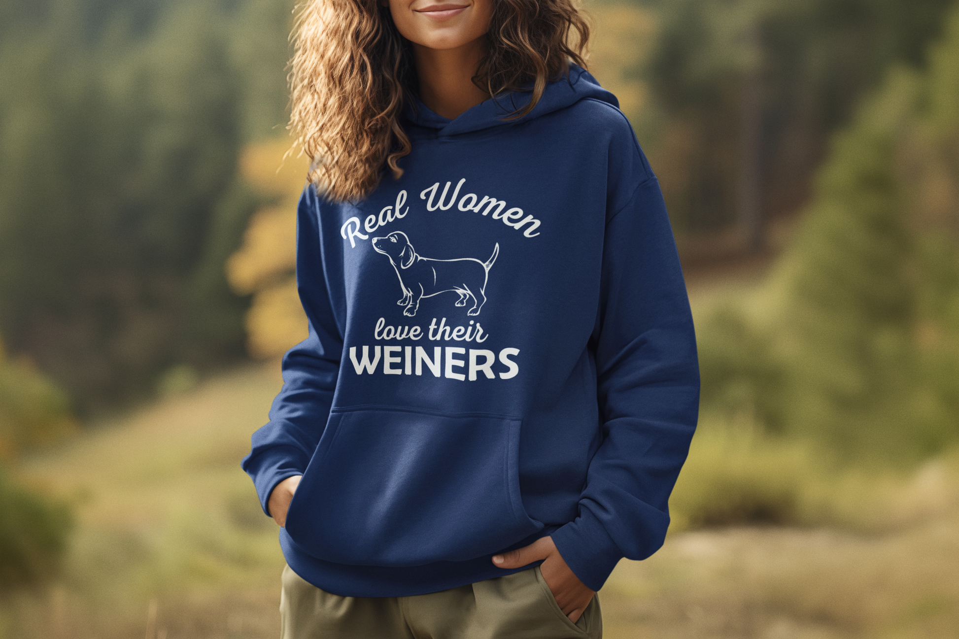 Women & Their Weiners - Dog Mom Navy Hoodie - NuKrypton Hoodies