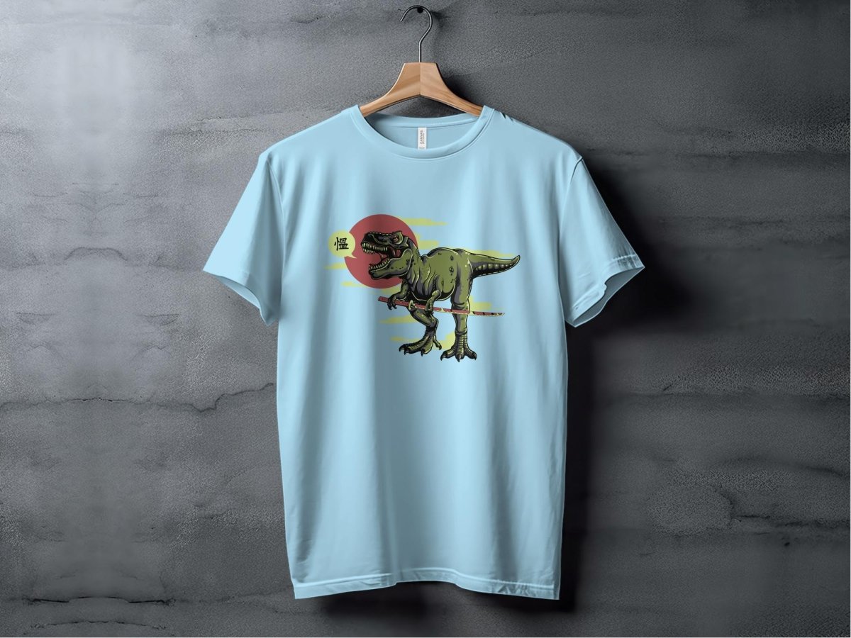 Ninja T - Rex Fierce Samurai Dinosaur T-Shirt - NuKrypton T-Shirts MD - 69945324