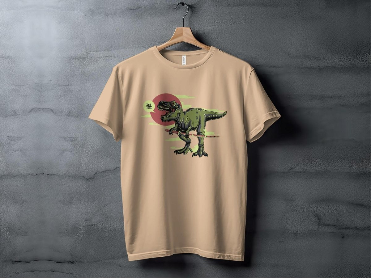 Ninja T - Rex Fierce Samurai Dinosaur T-Shirt - NuKrypton T-Shirts MD - 69945304