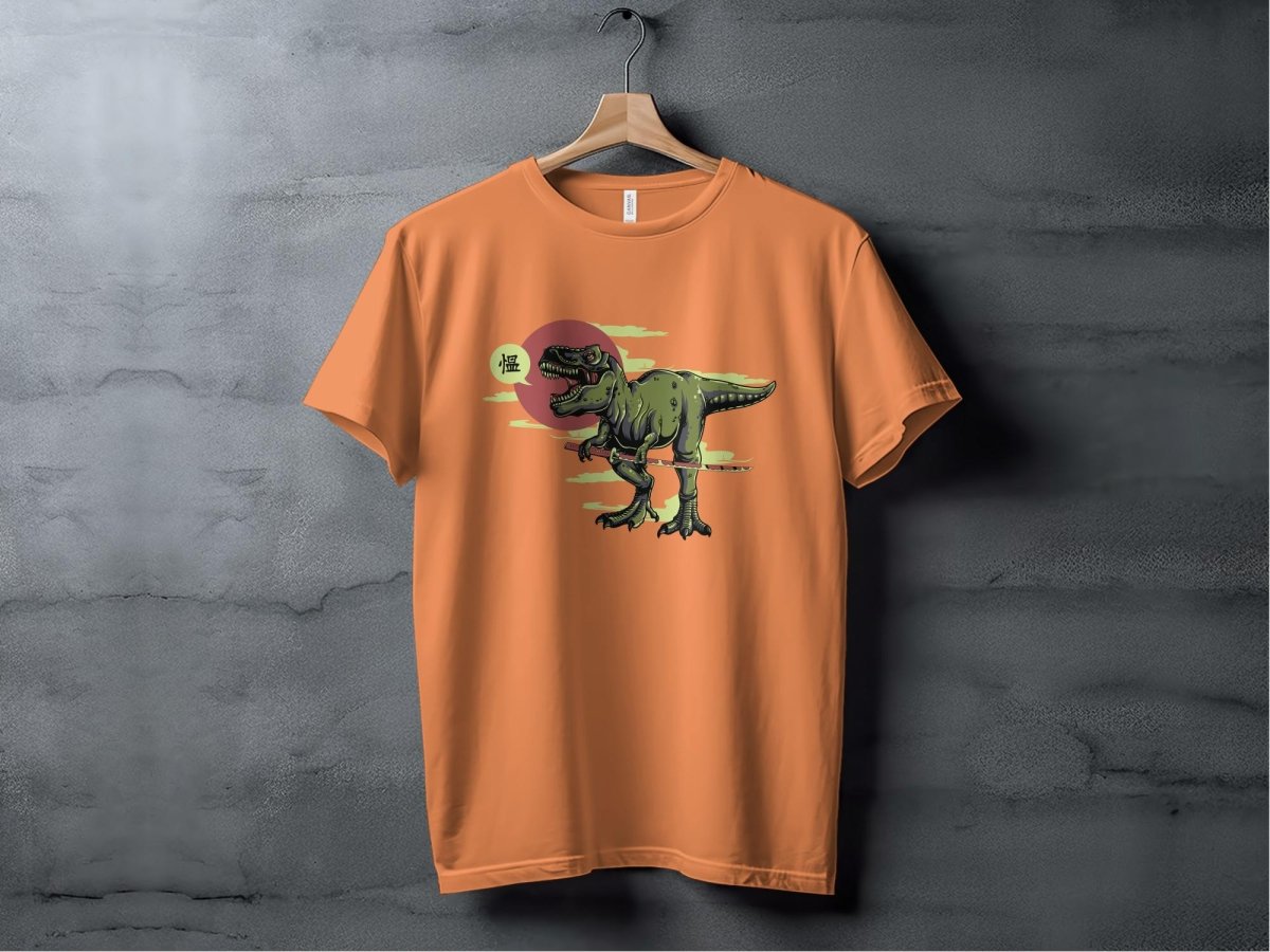 Ninja T - Rex Fierce Samurai Dinosaur T-Shirt - NuKrypton T-Shirts MD - 69945310